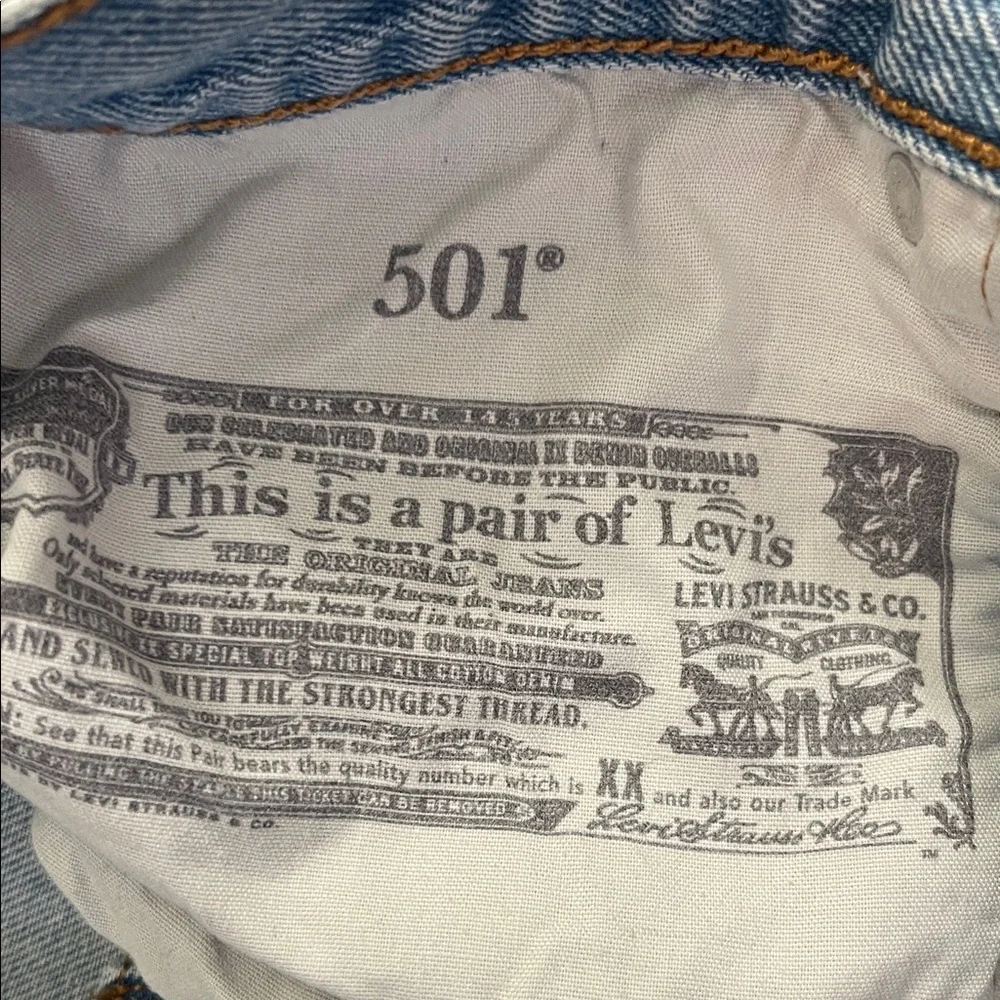 Levi's Light Blue Distressed Jean Shorts - Picture 3 of 4